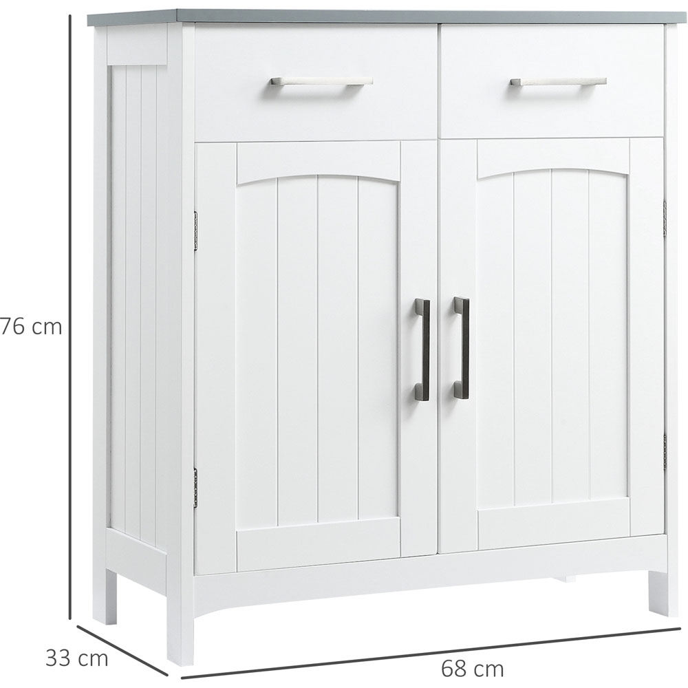 Kleankin White and Grey 2 Drawer 2 Door Floor Cabinet Image 5