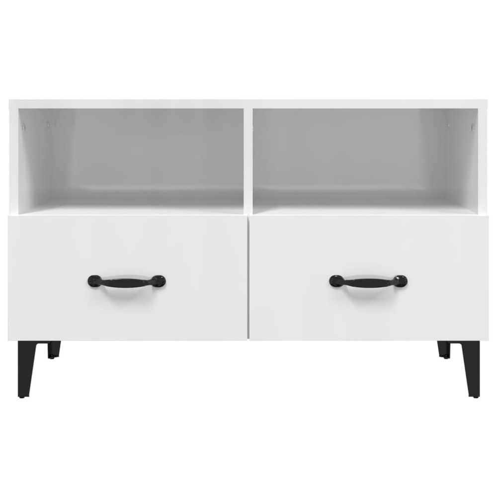 vidaXL 2 Drawer 2 Shelf High Gloss White TV Cabinet Image 6