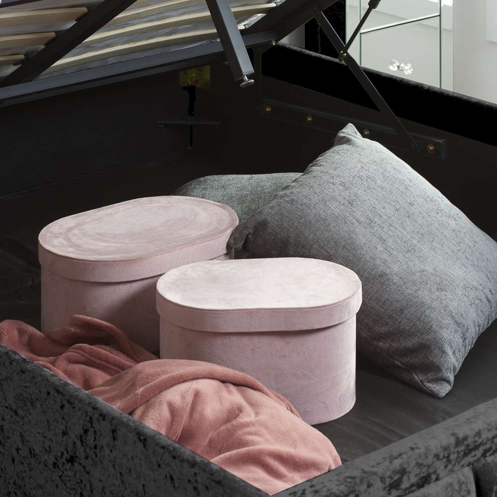 Hannover Small Double Black Crushed Velvet Ottoman Bed Frame Image 6