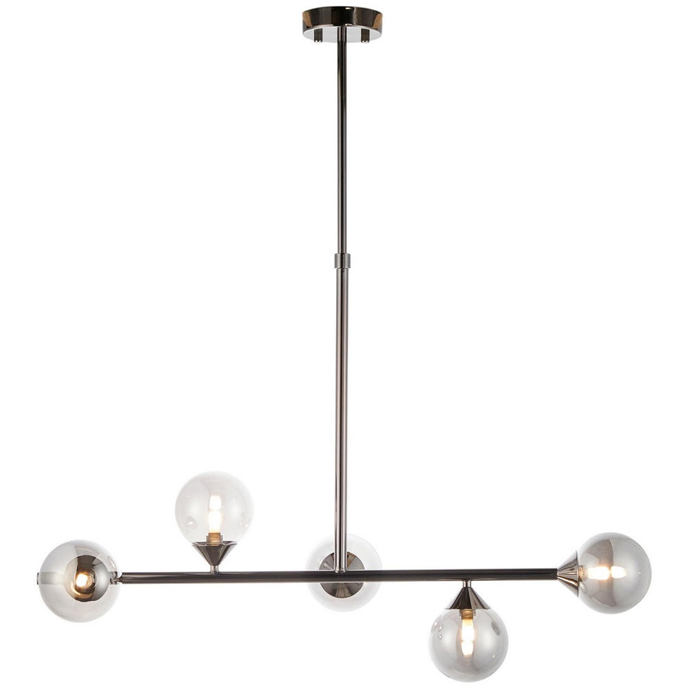 Merano Grosseto Smoked Mirror Glass Black Chrome Bar Ceiling Light Image 3