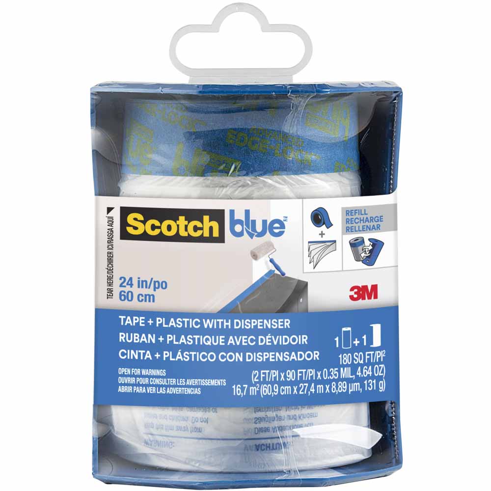 ScotchBlue Pre-Taped Painters Plastic with Edge Lock and Dispenser 60cm x 27.4m Image 1