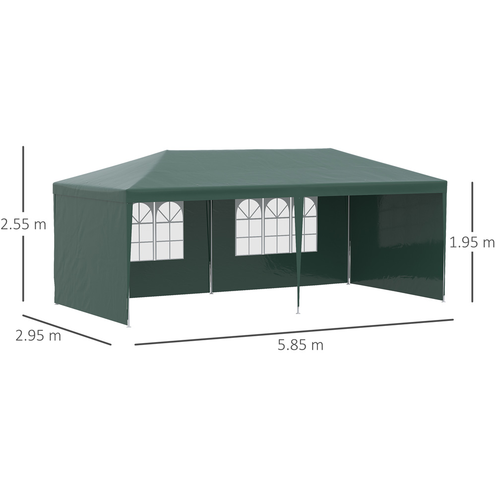 Outsunny 6 x 3m Green Party Tent with Windows and Side Panels Image 7