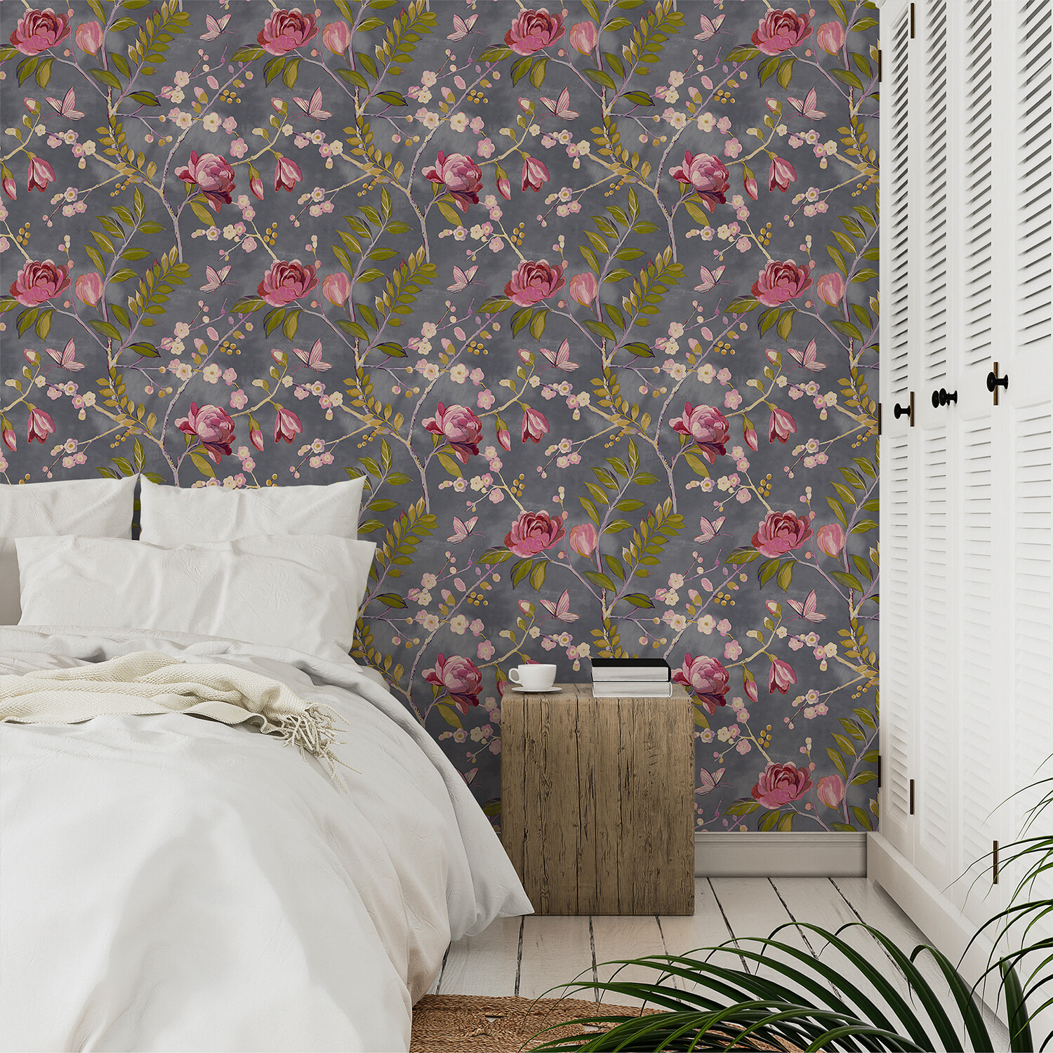 Lola Charcoal and Pink Wallpaper Charcoal and Pink Image 2