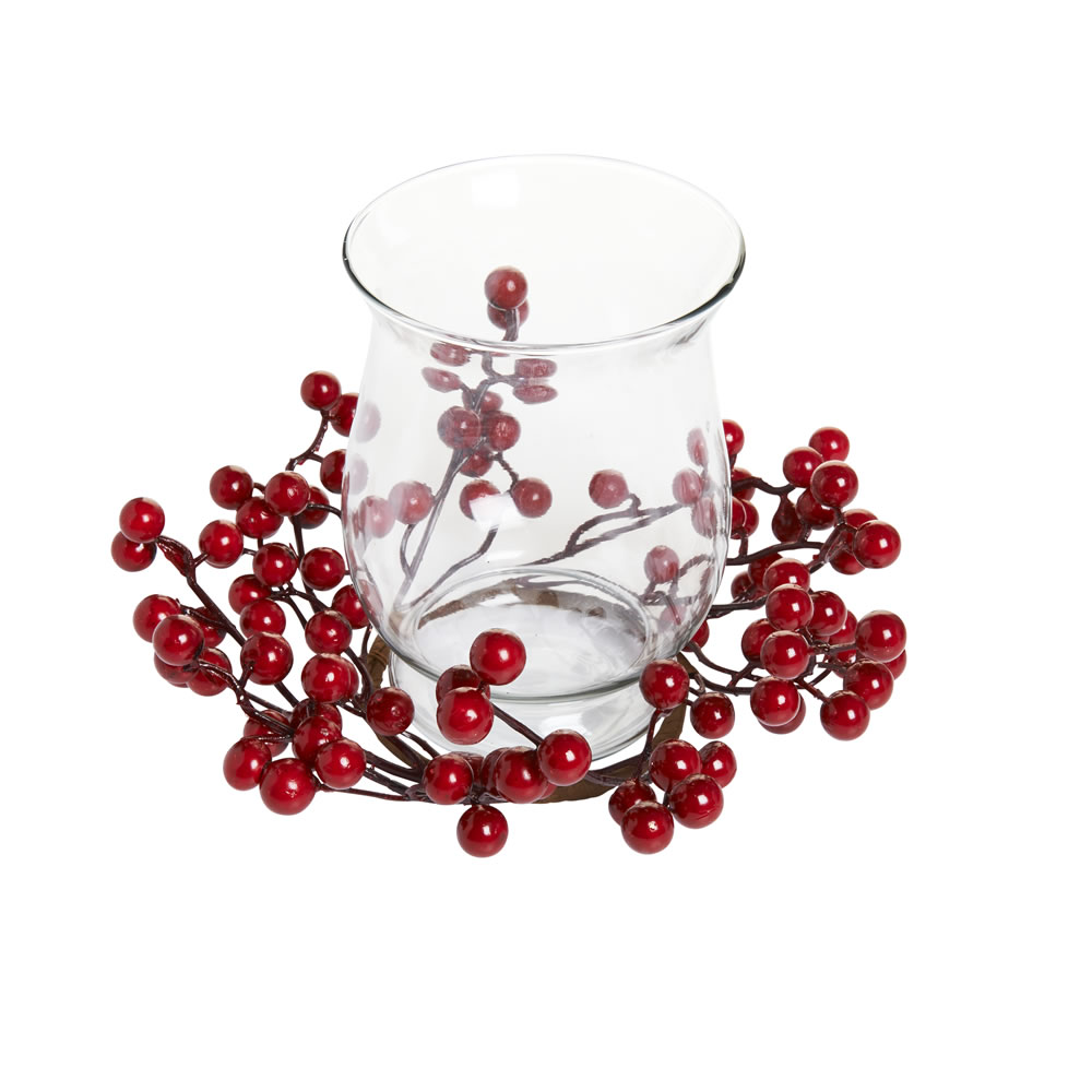 Wilko Red Glass Table Top Candle Holder Wilko