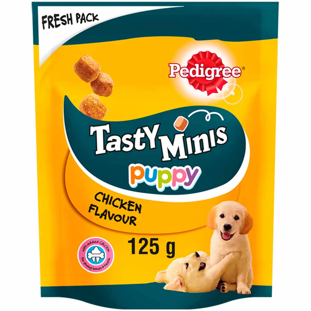 Pedigree Tasty Minis Puppy Treats Chewy Cubes with Chicken 125g Image 1