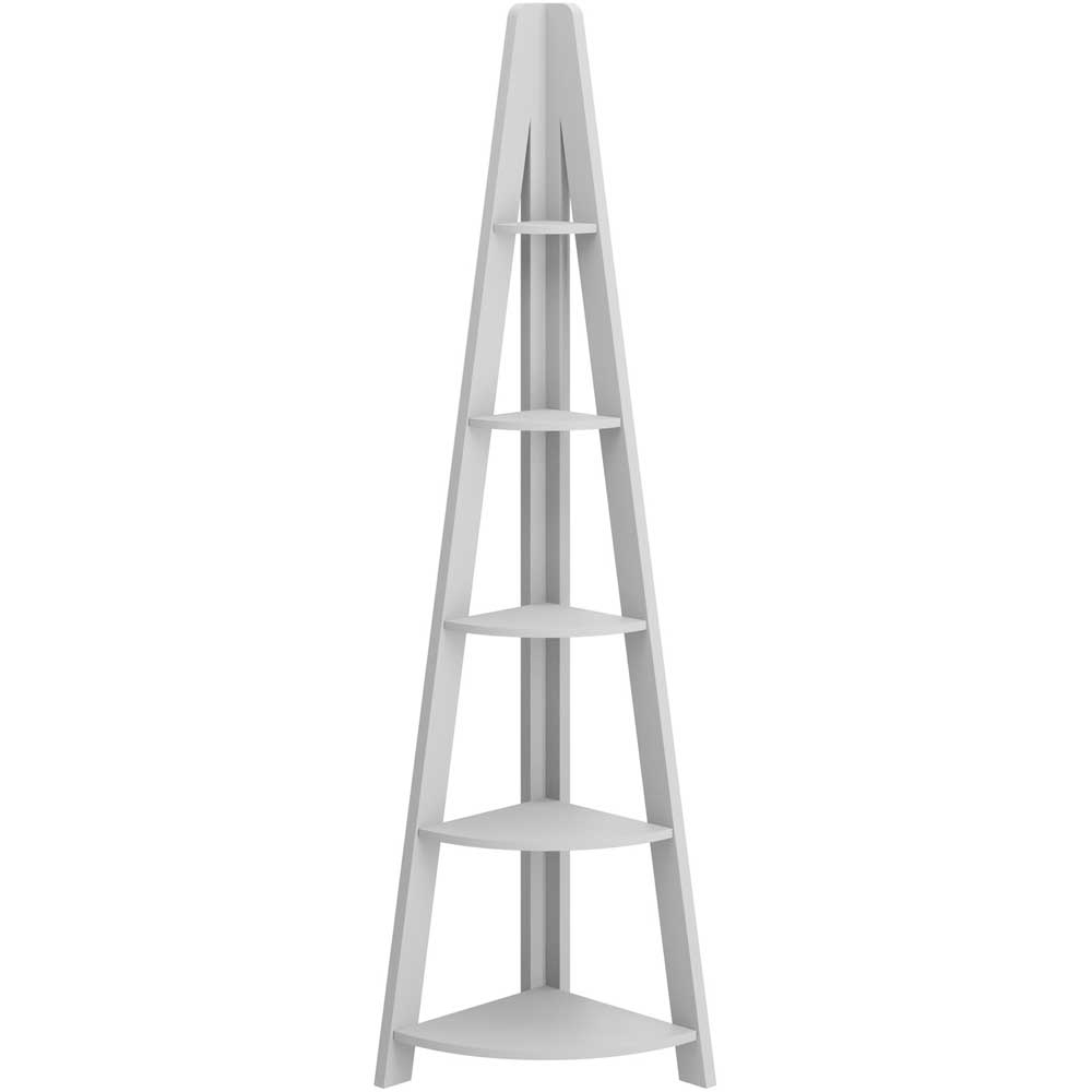 Tiva 5 Shelf Grey Corner Ladder Bookshelf Image 2