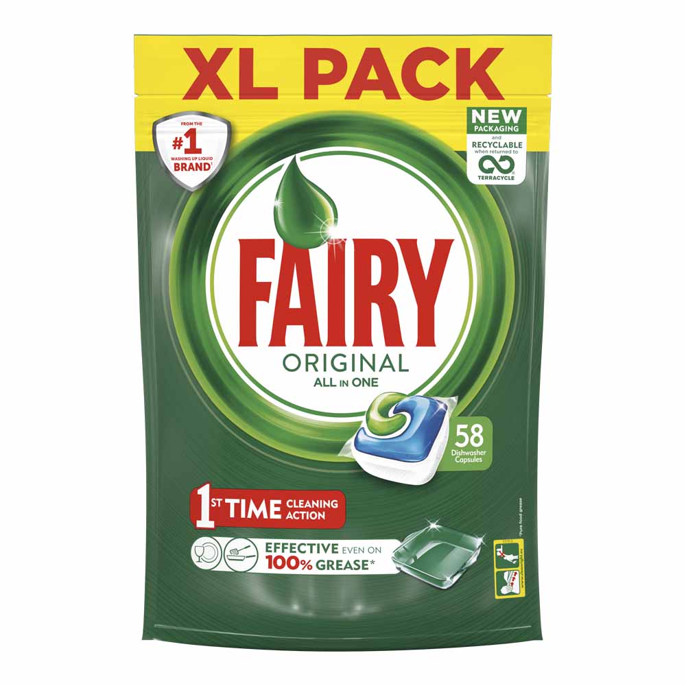 Fairy All in One Dishwasher Tablets Original 58 pack Image 1