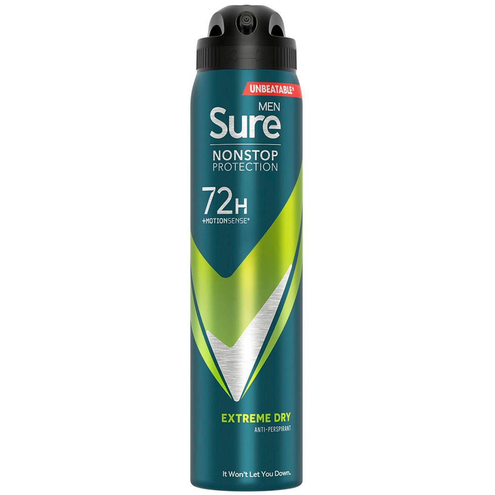 Sure Men 72H Non-Stop Protection Anti-Perspirant Extreme Dry Deodorant Spray 250ml 30 Pack Image 2