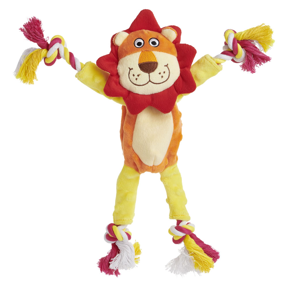 Wilko Plush/Rope Dog Toy Lion/Fox Assorted Image 1