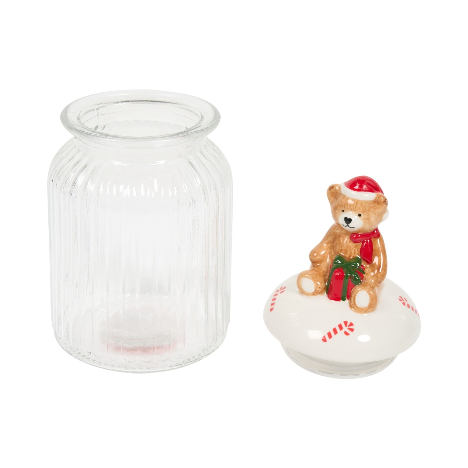 Glass Storage Jar with Teddy Bear Lid Clear Image 5