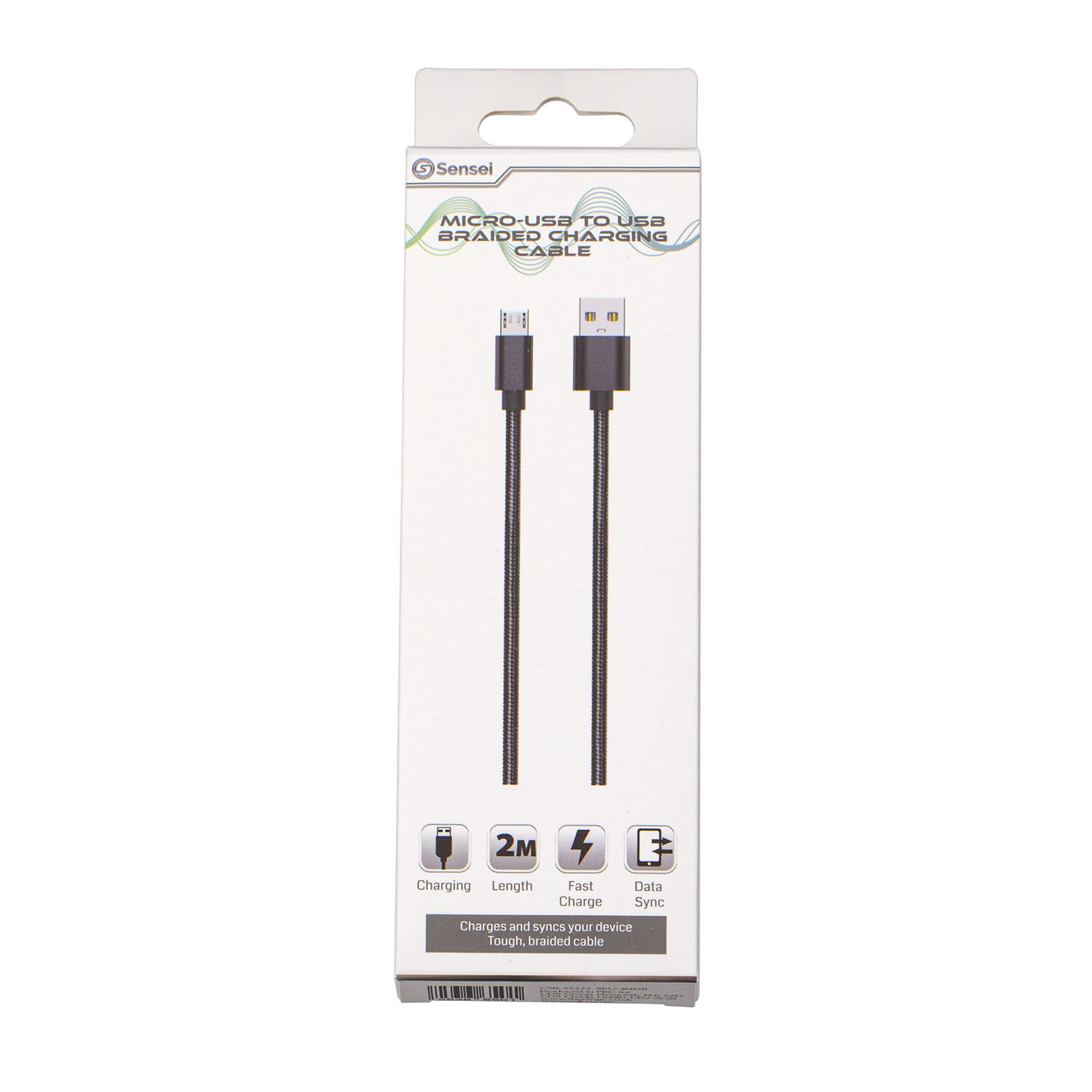 Micro USB to USB Braided Charging Cable - Black Image 1