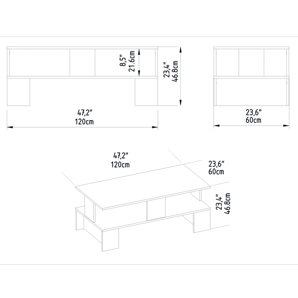Decorotika Evans Single Shelf White Coffee Table Image 6