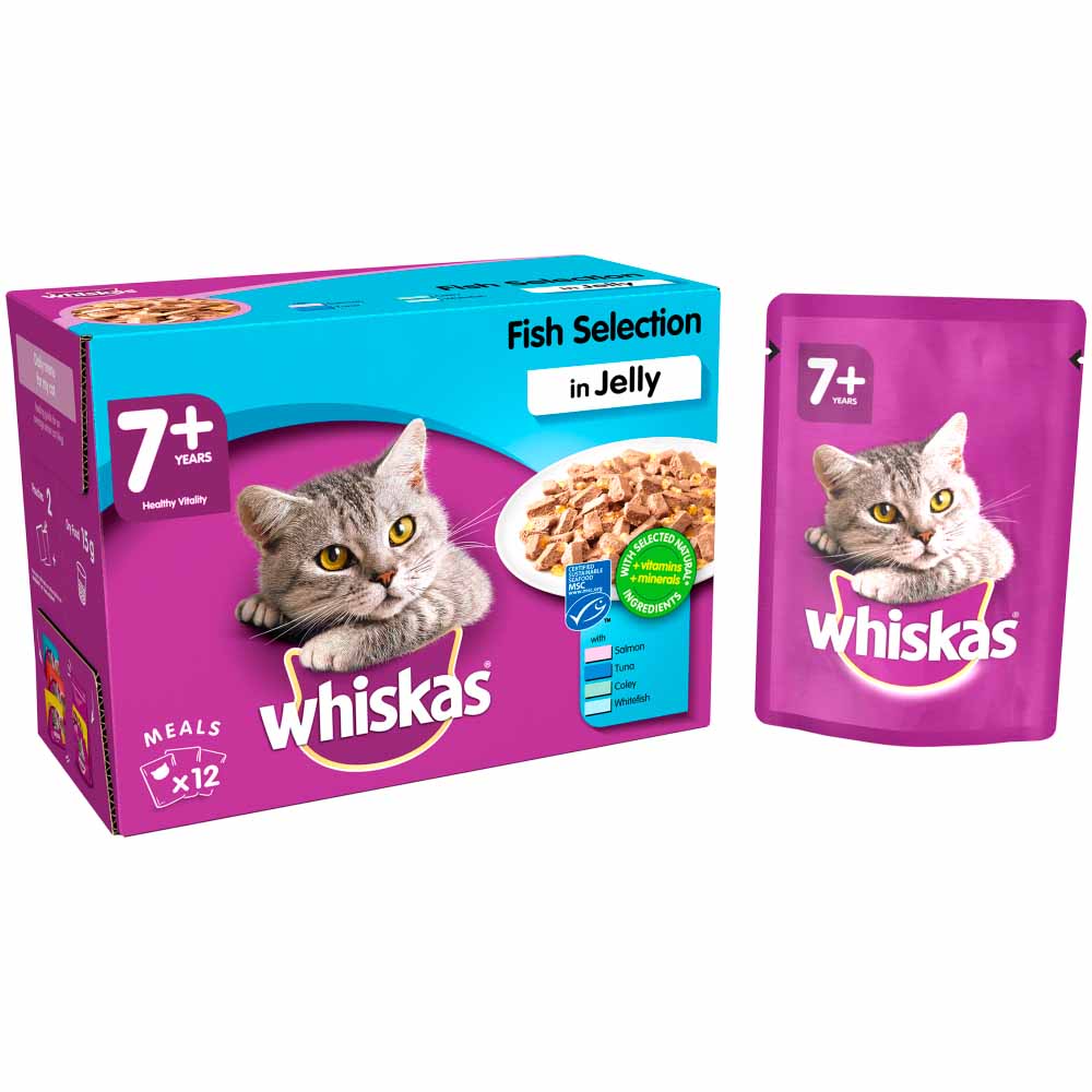 Whiskas Senior Wet Cat Food Pouches Fish in Jelly 12 x 100g Image 3