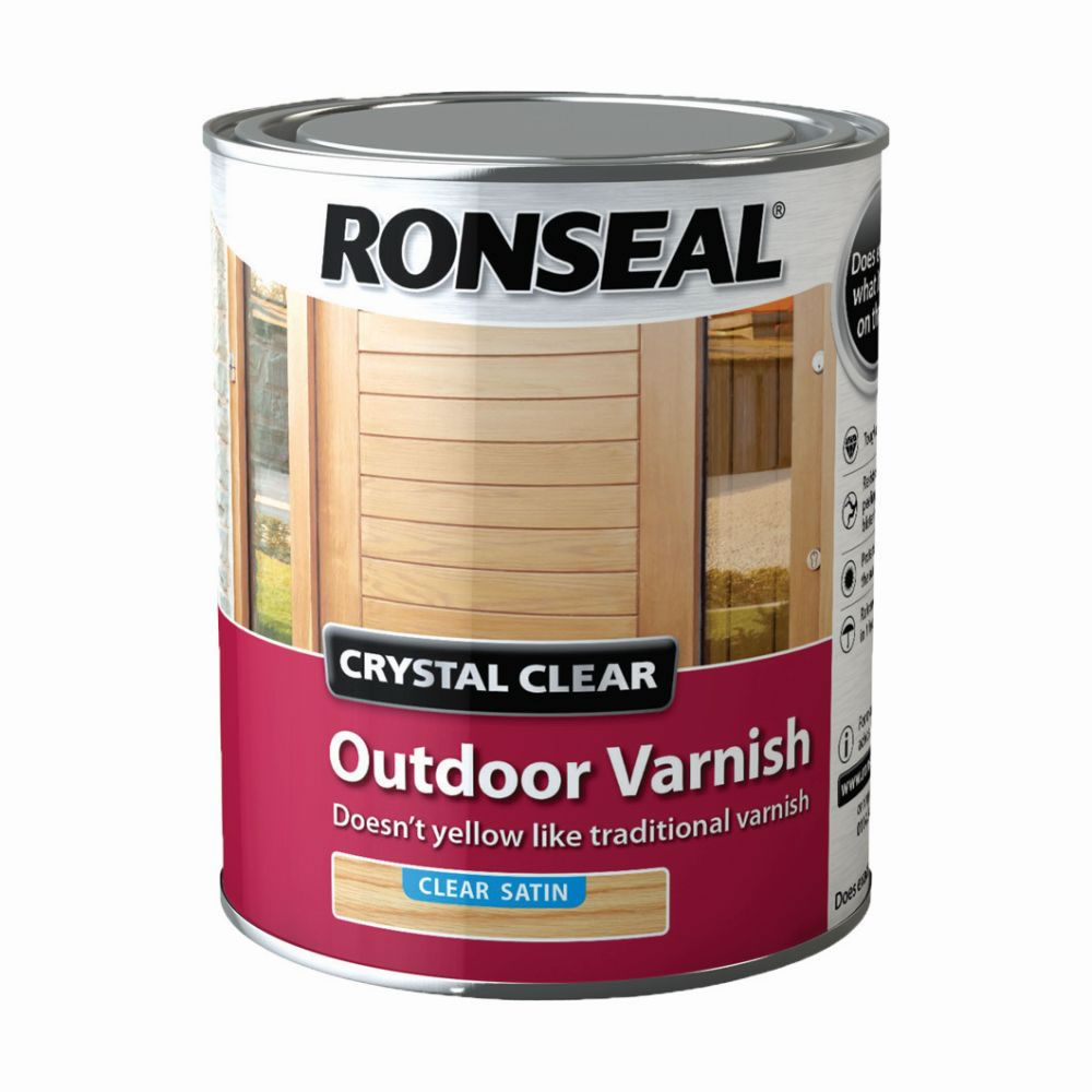 Ronseal Outdoor Crystal Clear Satin Varnish 750ml Image
