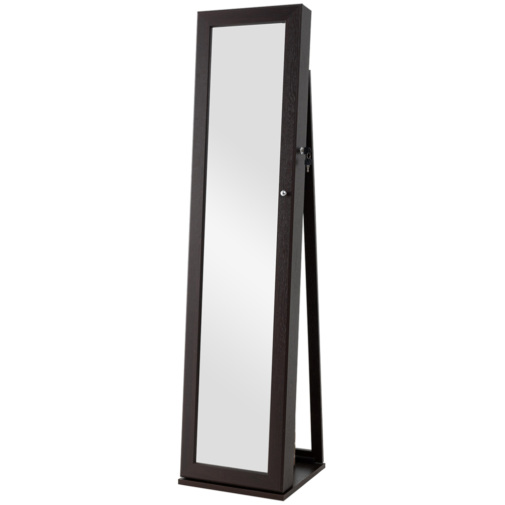 Costway Coffee Mirrored Jewellery Armoire Image 1