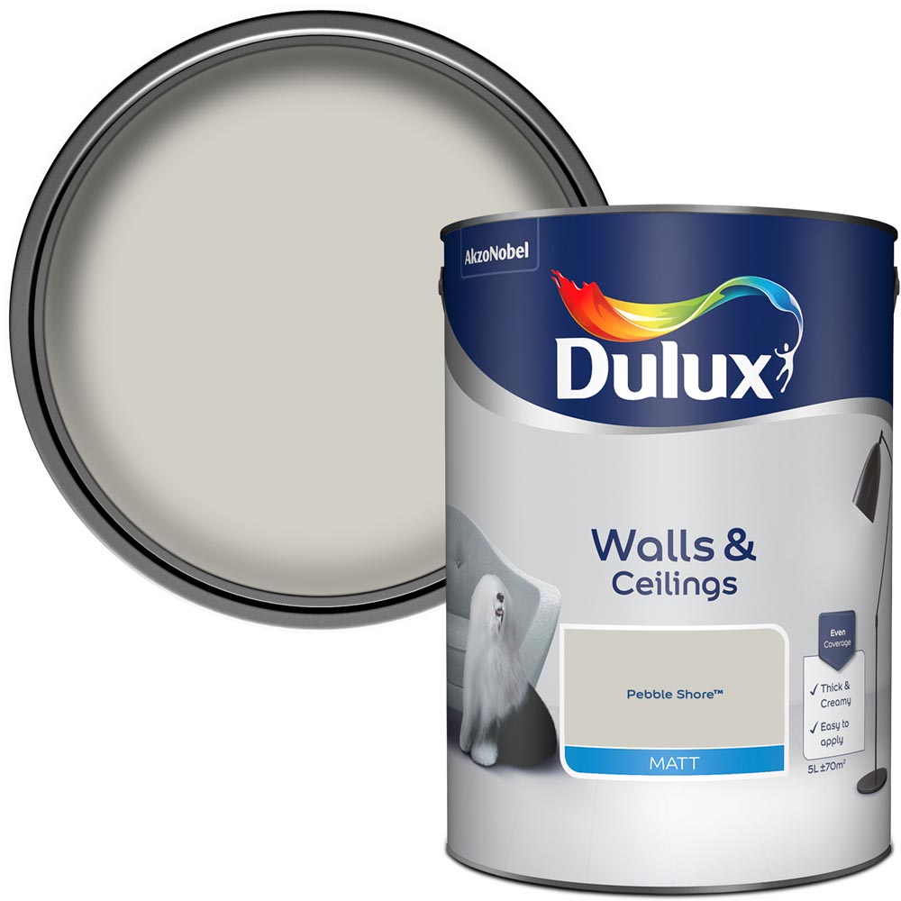 Dulux Walls & Ceilings Pebble Shore Matt Emulsion Paint 5L Image 1
