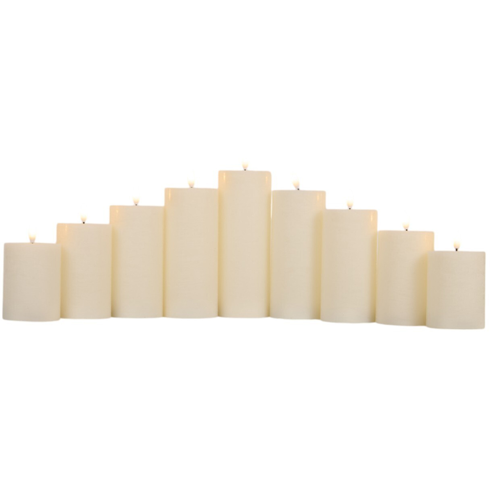 Set of 9 Flat Top LED Candles - White Image 2