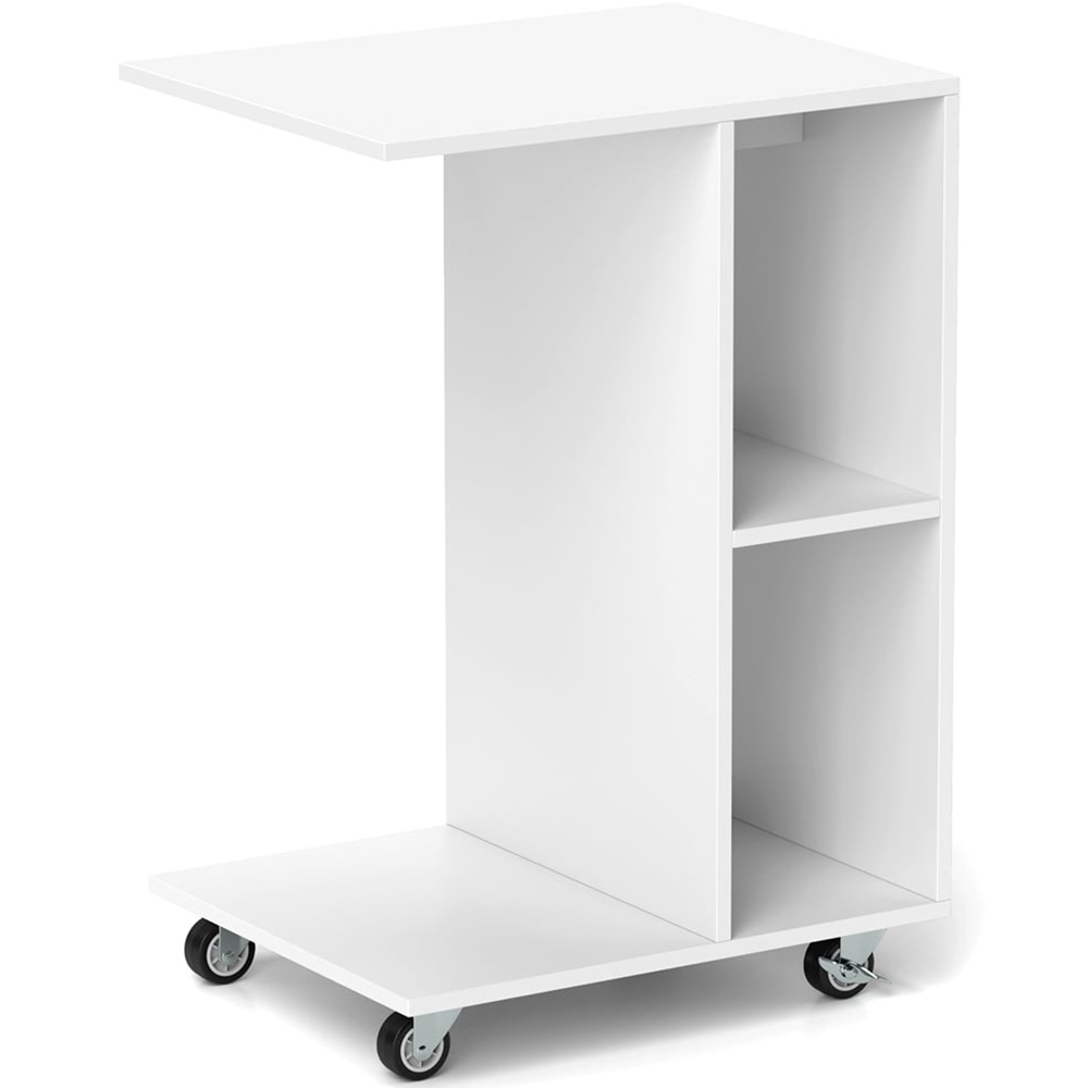 Costway 2 Shelf White C Shaped End Table Image 2