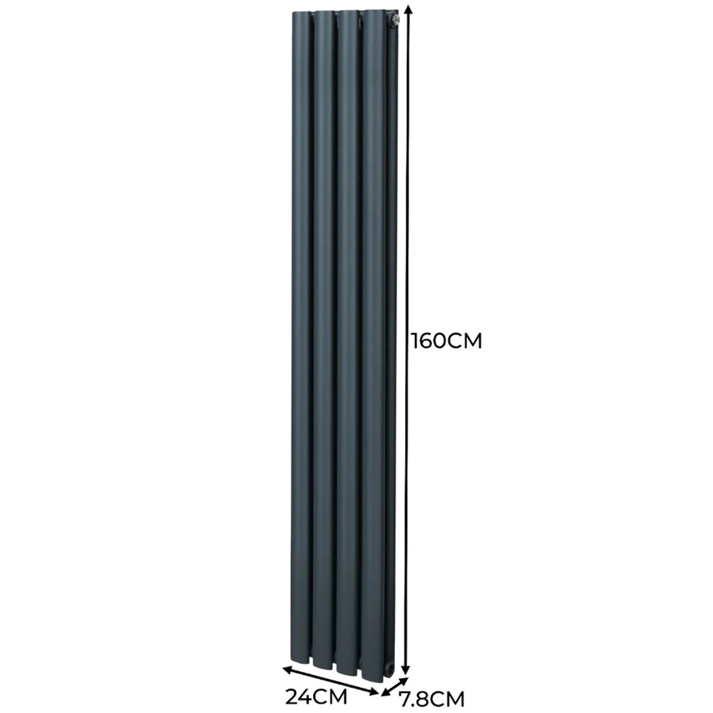 Monster Shop 2797BTU Anthracite Grey Oval Column Radiator and Valves 1600 x 240mm Image 6