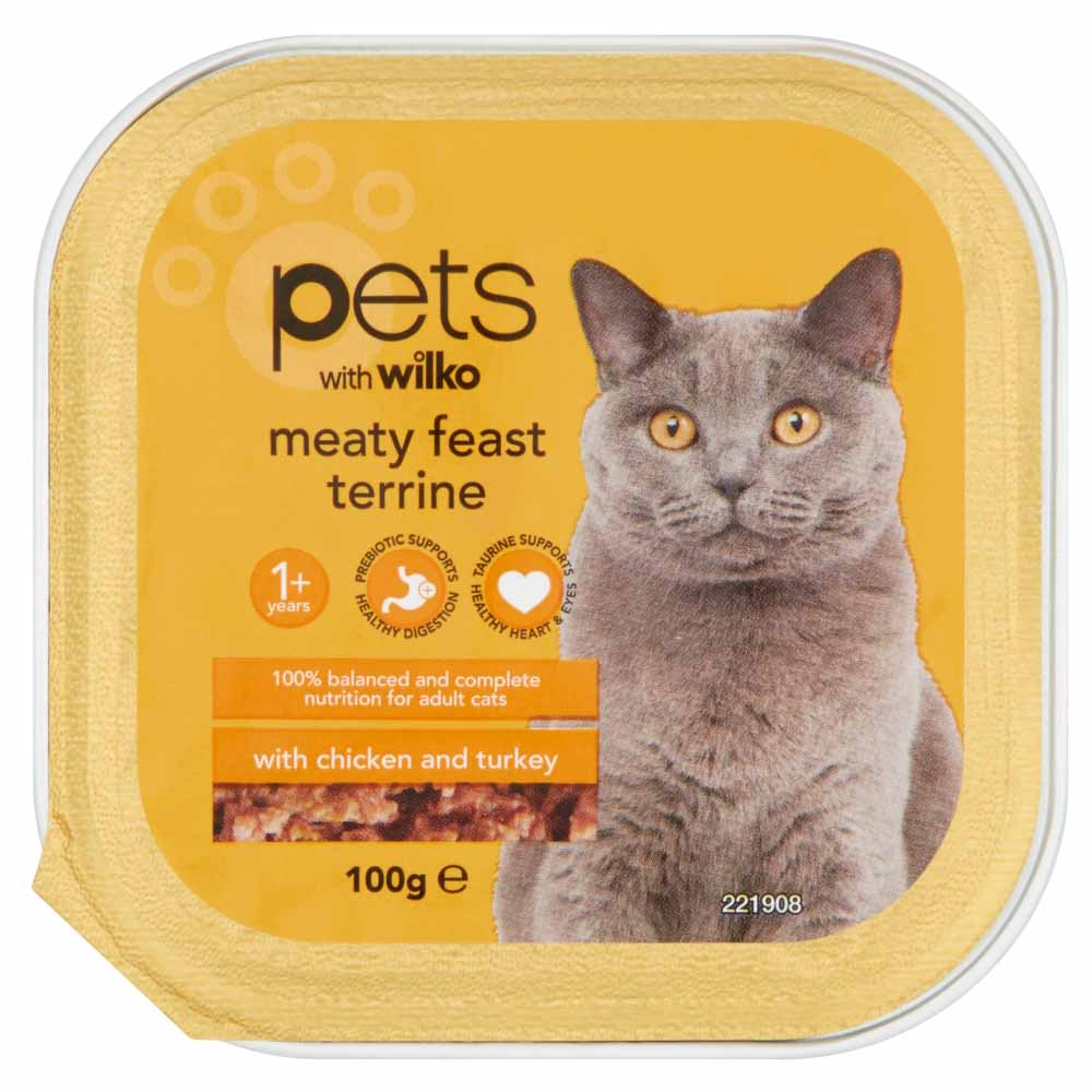 Wilko Chicken and Turkey Terrine Cat Food Tray 100g Image 1