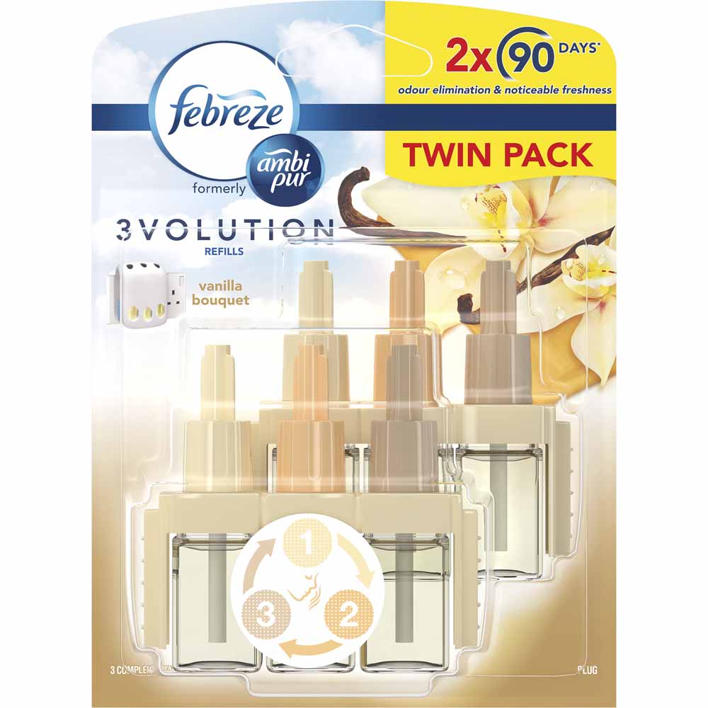 Febreze 3Volution Vanilla Bouquet Plug-In Refill Twin Pack Image 1