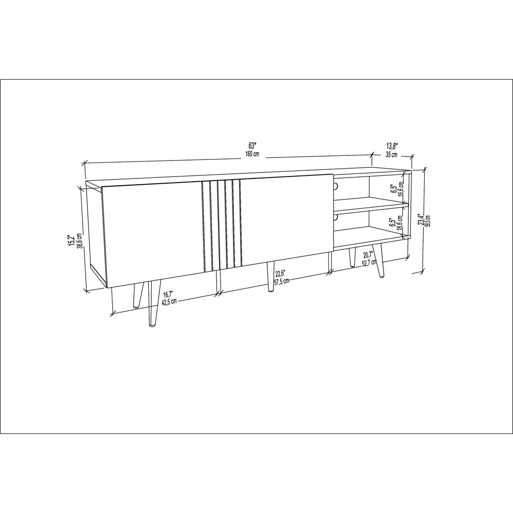 Decorotika Ronas 2 Door 2 Shelf White and White Marble Effect Wide TV Unit Image 6