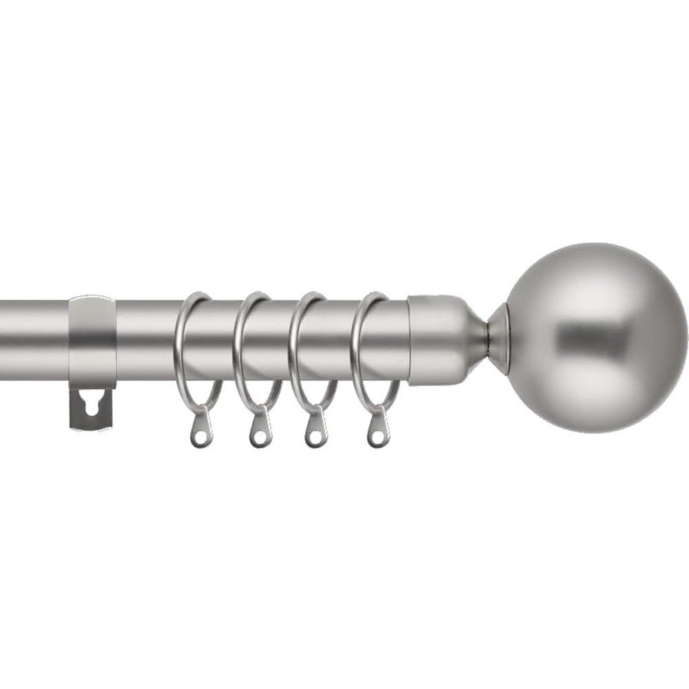 Home Treats 40 to 325cm Extendable Satin Nickel Metal Round Curtain Pole Image 1