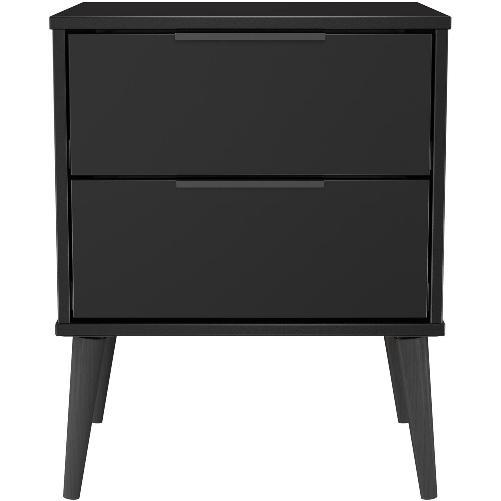 Crowndale Hong Kong 2 Drawer Matt Black Compact Bedside Cabinet Ready Assembled Image 2