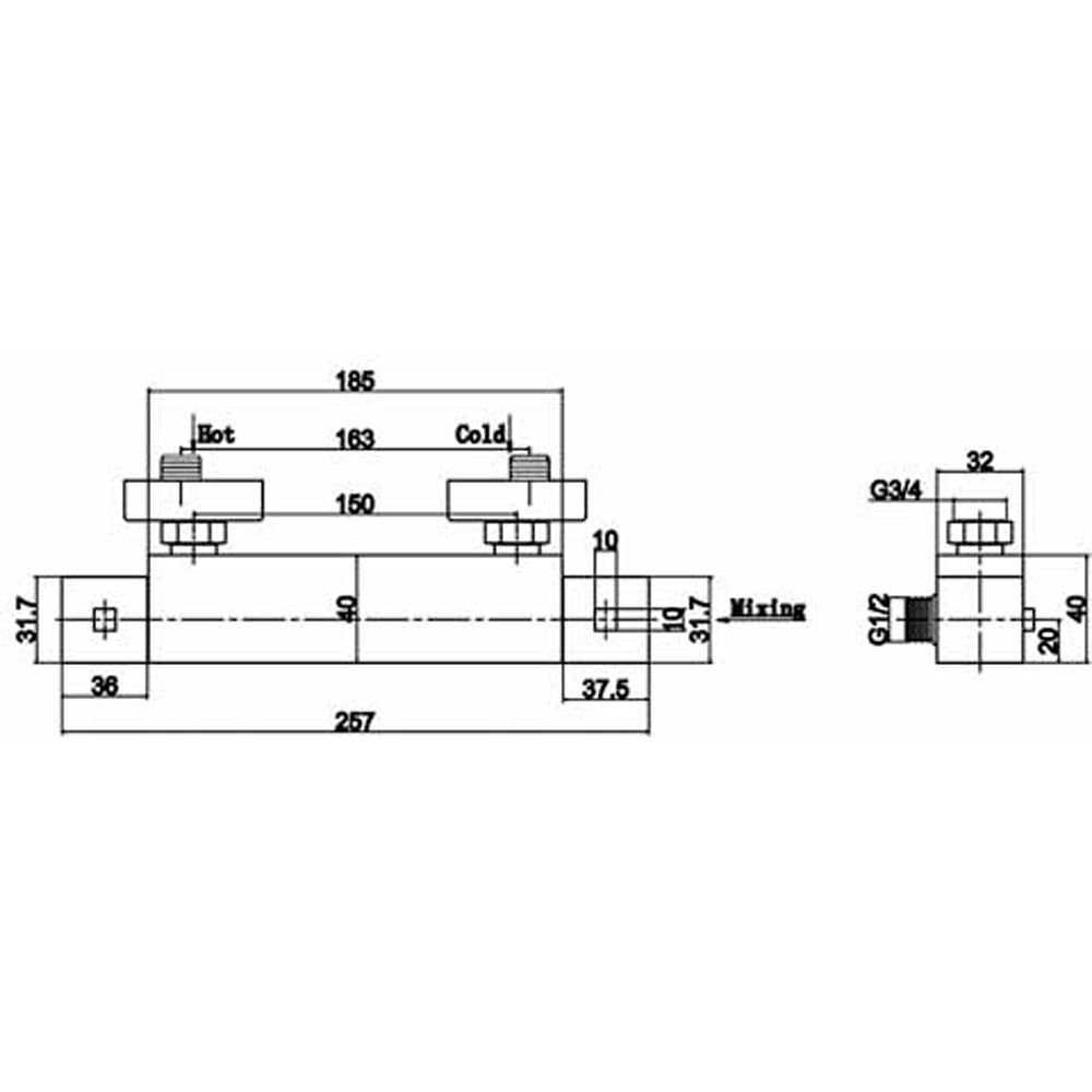 nuie Chrome Thermostatic Bar Valve Image 2