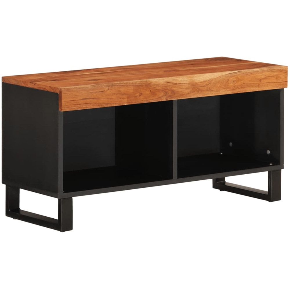 vidaXL 2 Open Shelf Brown Solid Wood Acacia TV Cabinet Image 2
