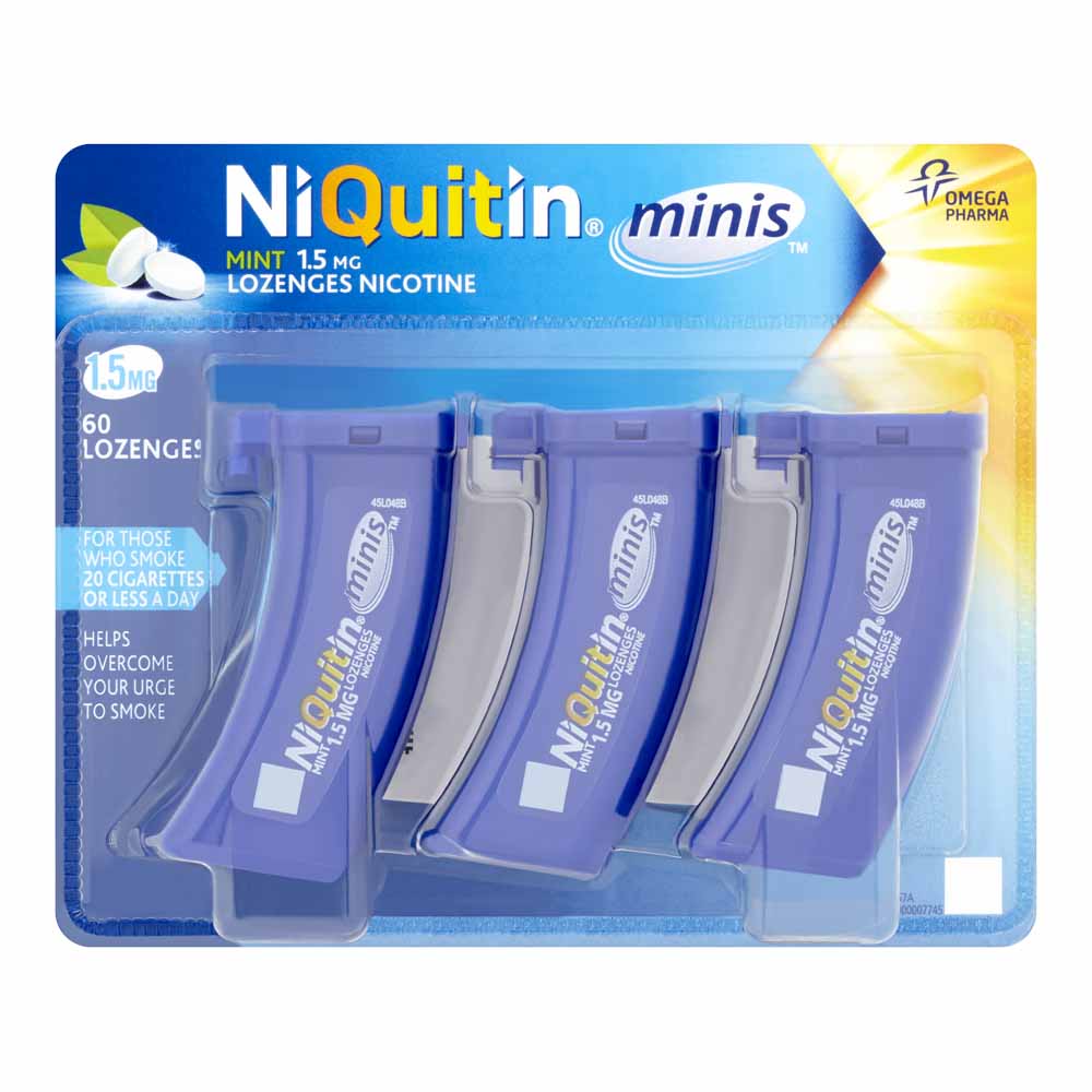 NiQuitin Nicotine Mini Lozenge Mint 1.5mg 60 pack  - wilko
