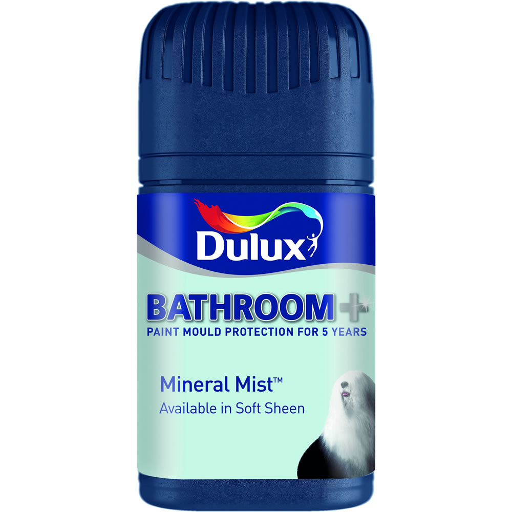 Dulux Bathroom+ Soft Sheen Emulsion Paint Tester Pot Mineral Mist 50ml Image 1