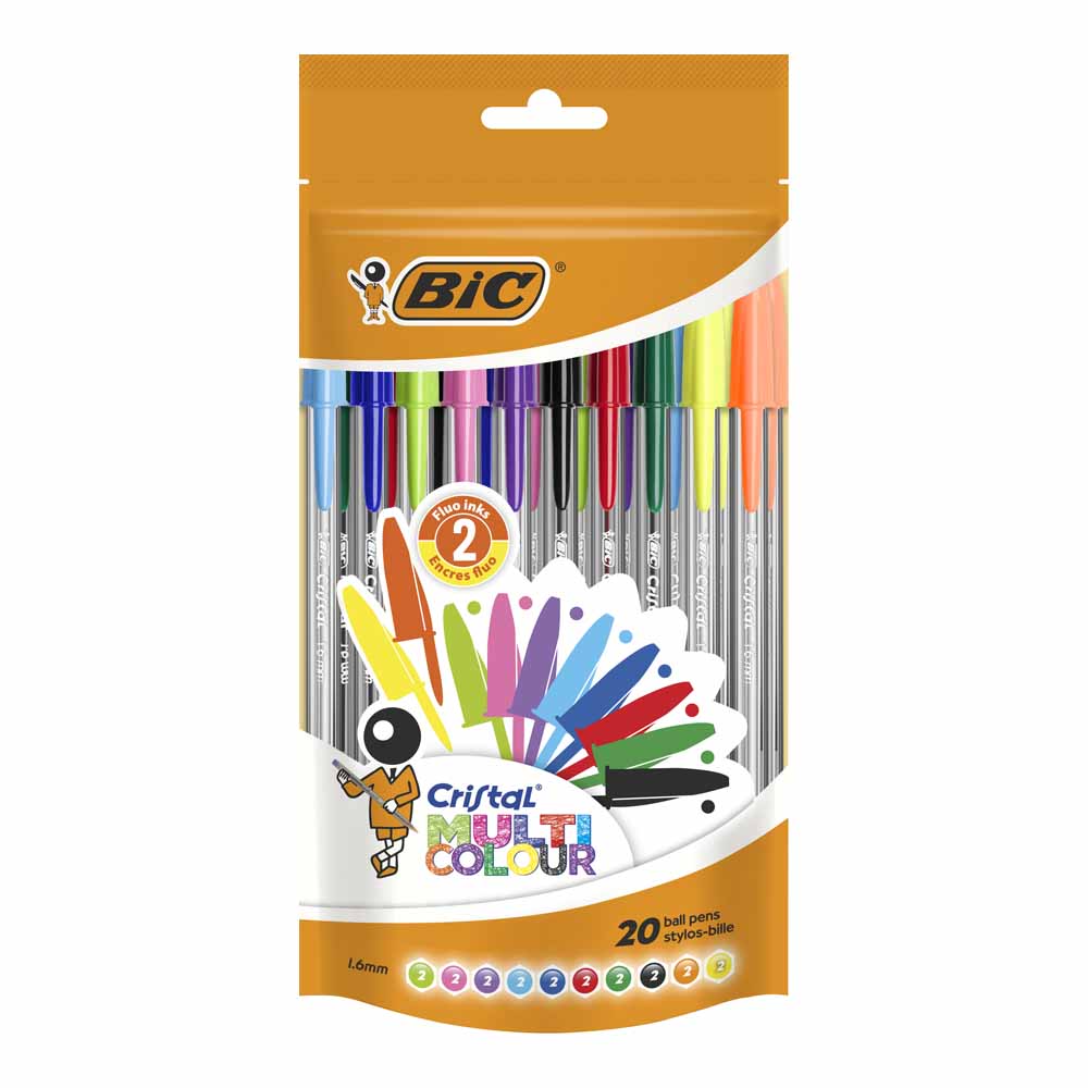 Bic Cristal Multicolour Ballpoint Pen Assorted 20 Pack Image 1