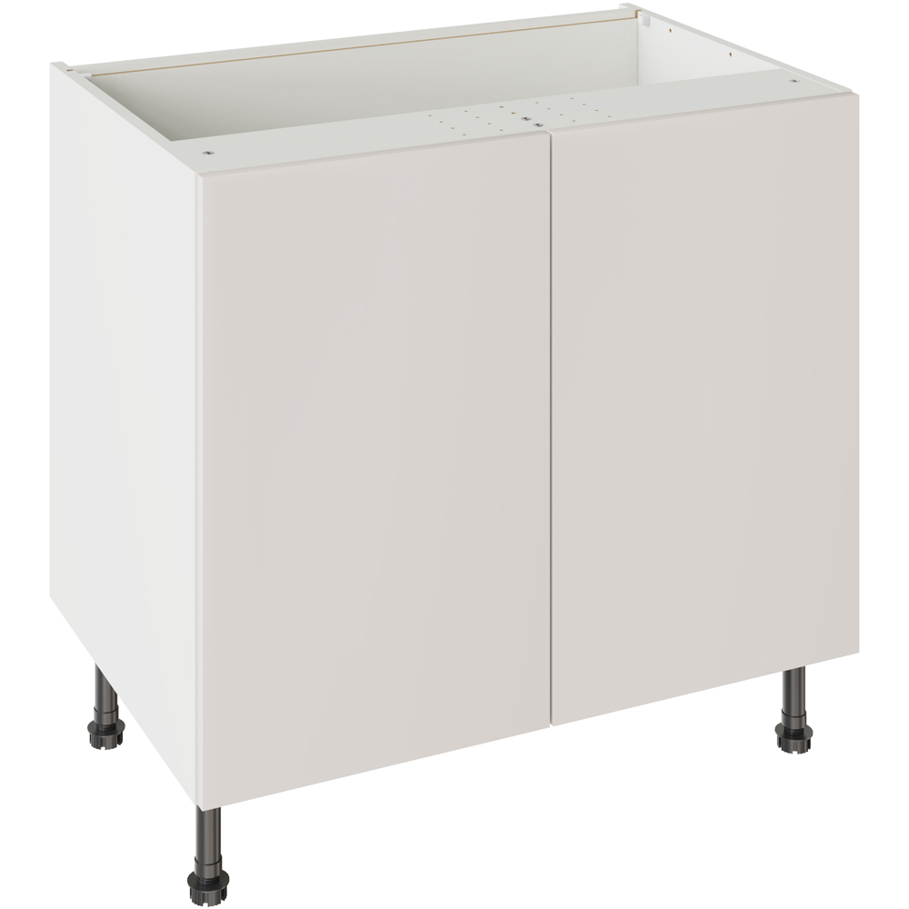 Kitchen Kit Slab Gloss Light Grey Base Kitchen Cabinet Flatpack 900mm Image 1