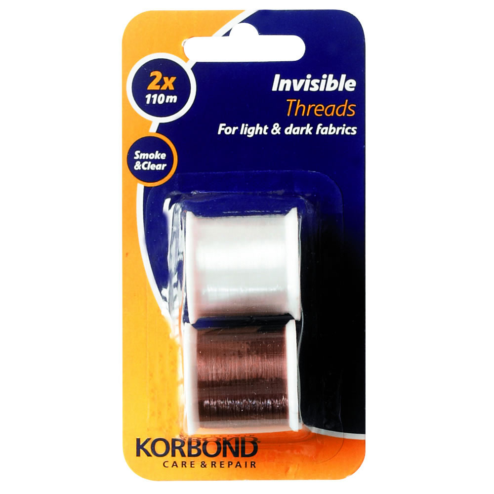 Korbond Invisible Nylon Sewing Thread Smoke and Clear Set of 2 Image