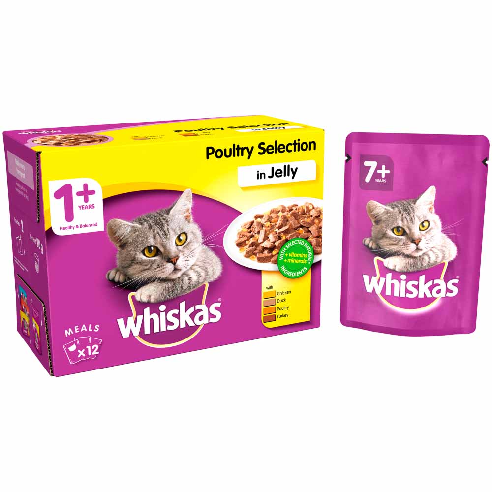 Whiskas Adult Wet Cat Food Pouches Poultry in Jelly 12 x 100g Image 3