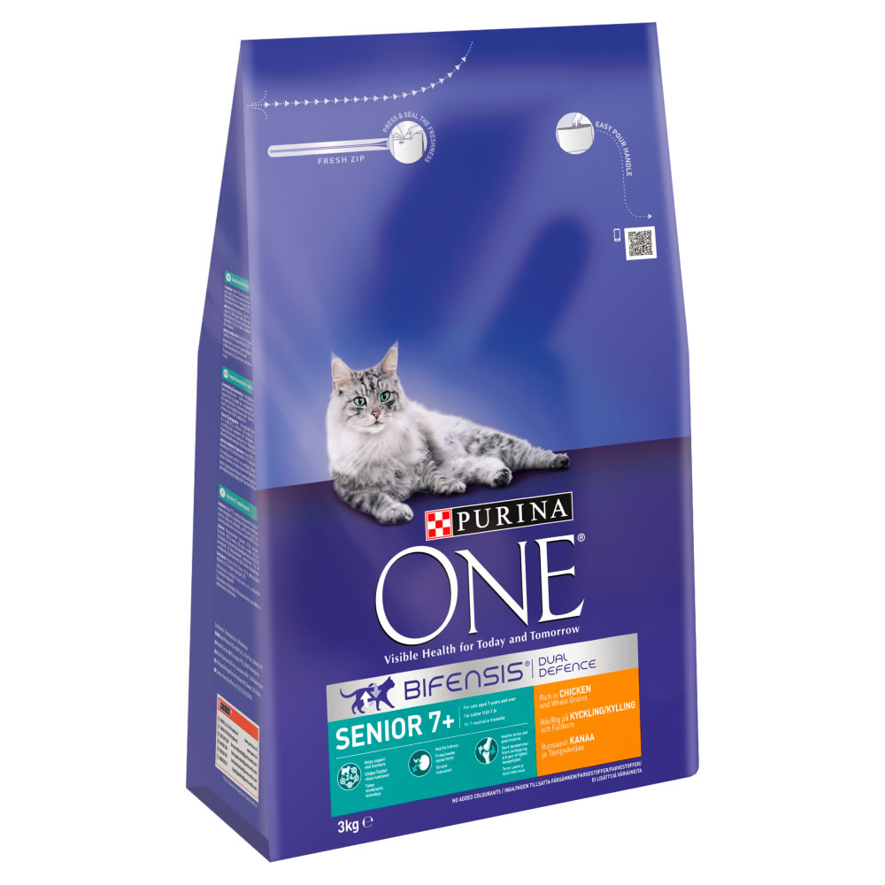 Purina ONE Senior Dry Cat Food Chicken & Whole Grain 3kg Wilko
