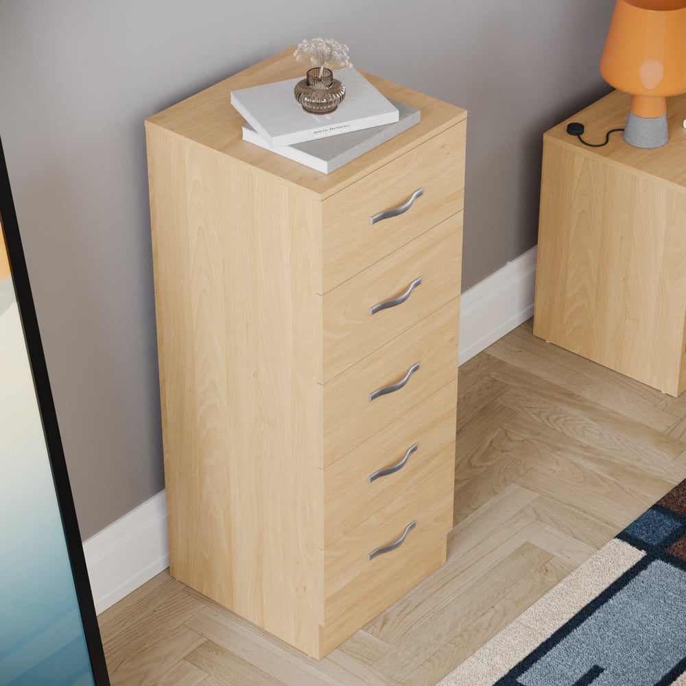 VIDA DESIGNS Riano 5 Drawer Pine Narrow Chest of Drawers Image 8