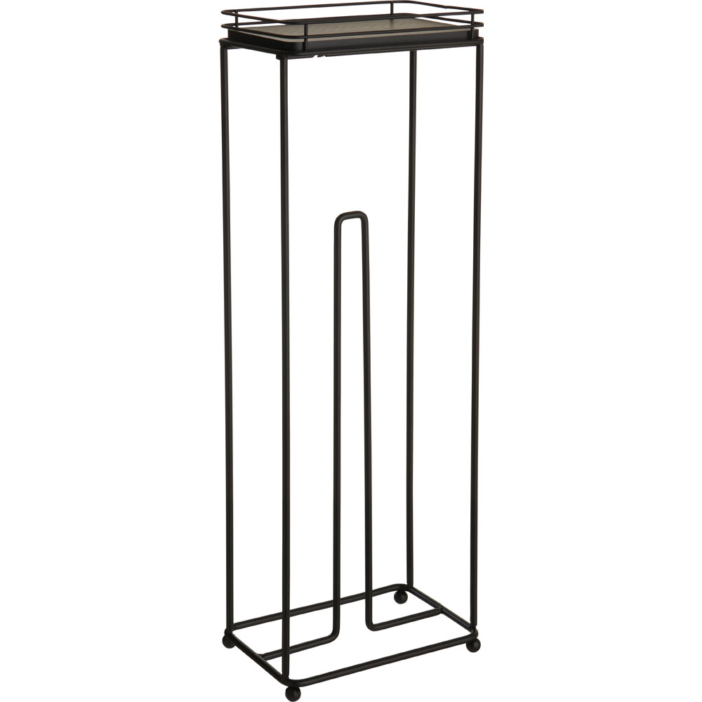 Wilko Toilet Roll Holder with Tray Black Wilko
