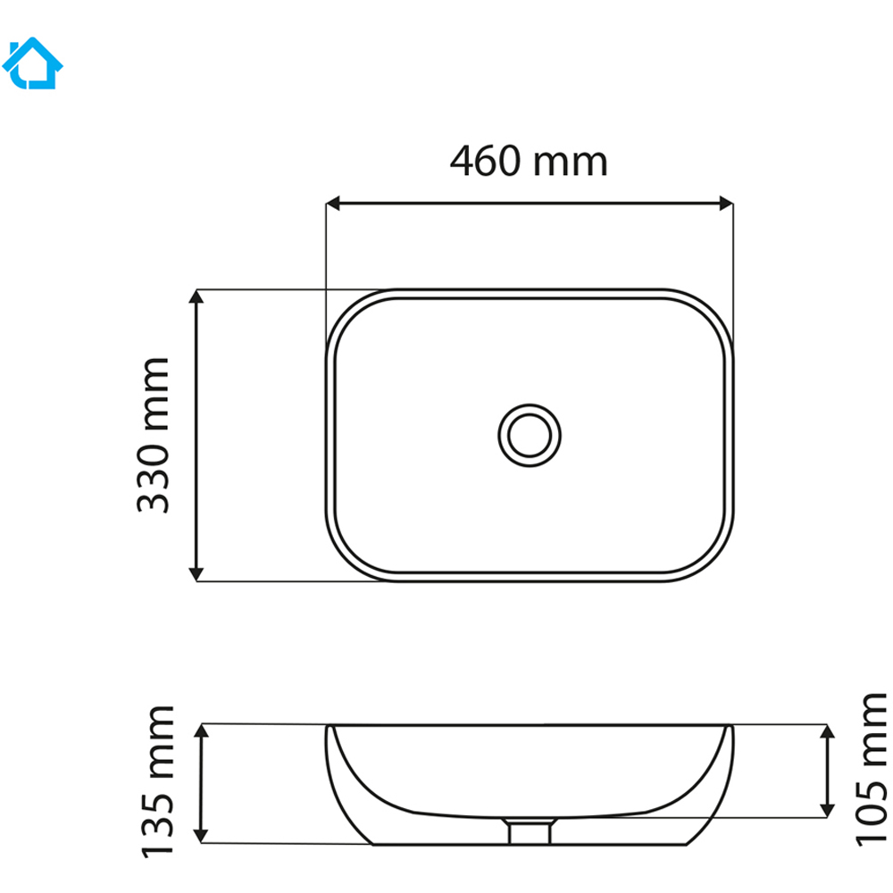 Limoge White Marble Effect Oblong Countertop Basin 460mm Image 3