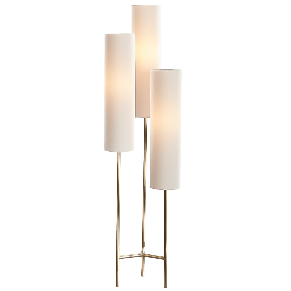 Furniturebox Aria White Brass 3 Tier Floor Lamp Image 1
