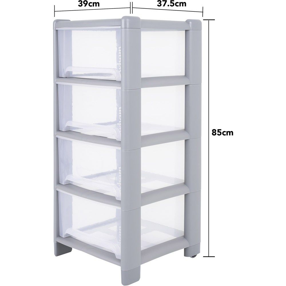 Wham Deep 4 Drawer Steel and Clear Storage Unit Image 9