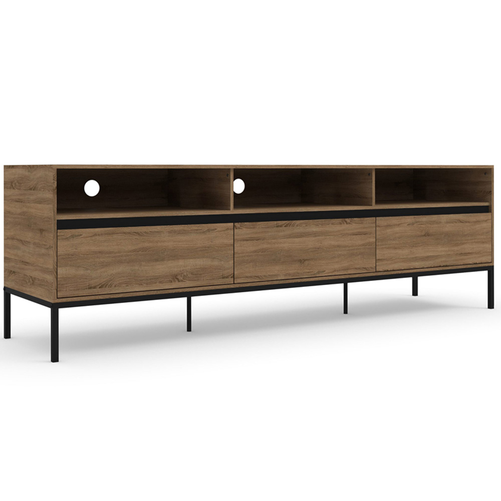 Loft24 Bari 3 Drawer Oak Black TV Unit Image 2