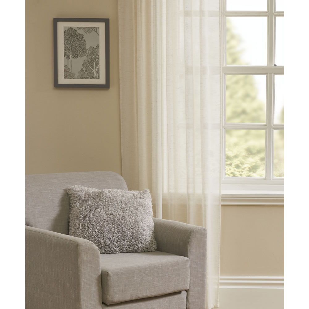 Wilko Natural Faux Linen Tab Top Voile 145 W x 137cm D Wilko