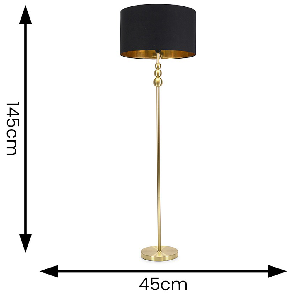 ValueLights Marissa Black and Gold Shade Gold Ball LED Floor Lamp Image 7