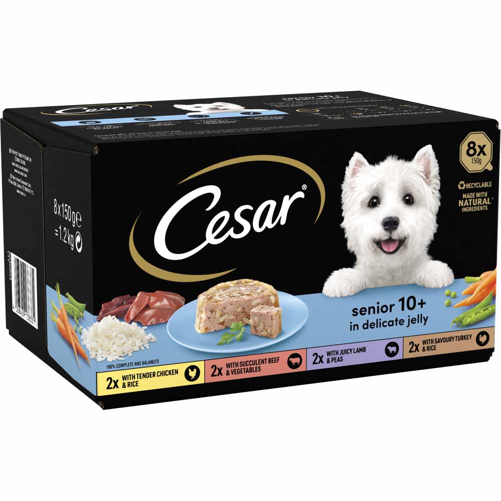 Cesar Meat in Delicate Jelly Senior Wet Dog Food Trays 150g Case of 3 x 8 Pack Image 3