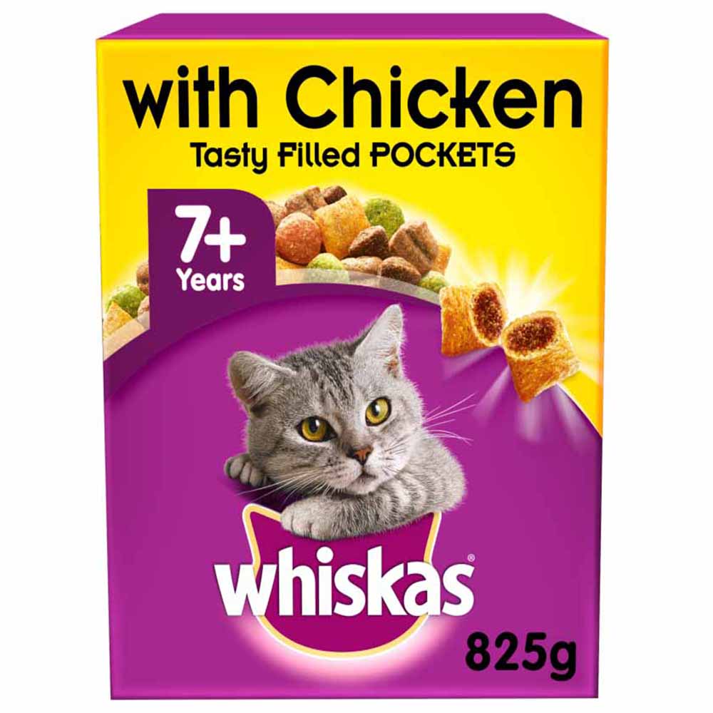 Whiskas Senior Chicken Flavour Dry Cat Food 825g Image 1