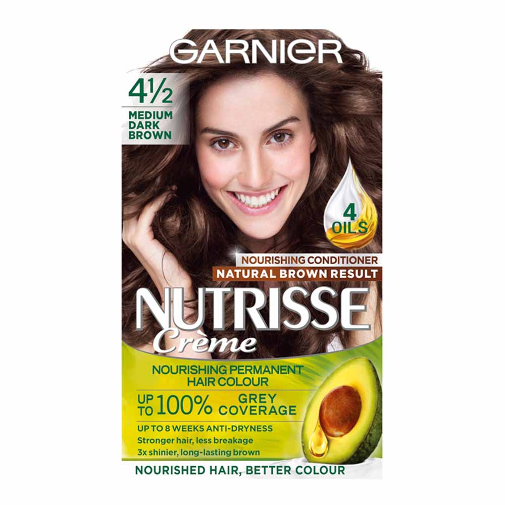Garnier Nutrisse 4 1/2 Medium Dark Brown Permanent Hair Dye | Wilko