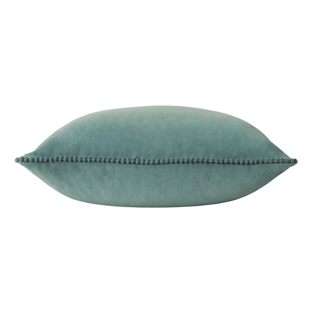 furn. Cosmo Blue Velvet Pom-Pom Cushion Image 2