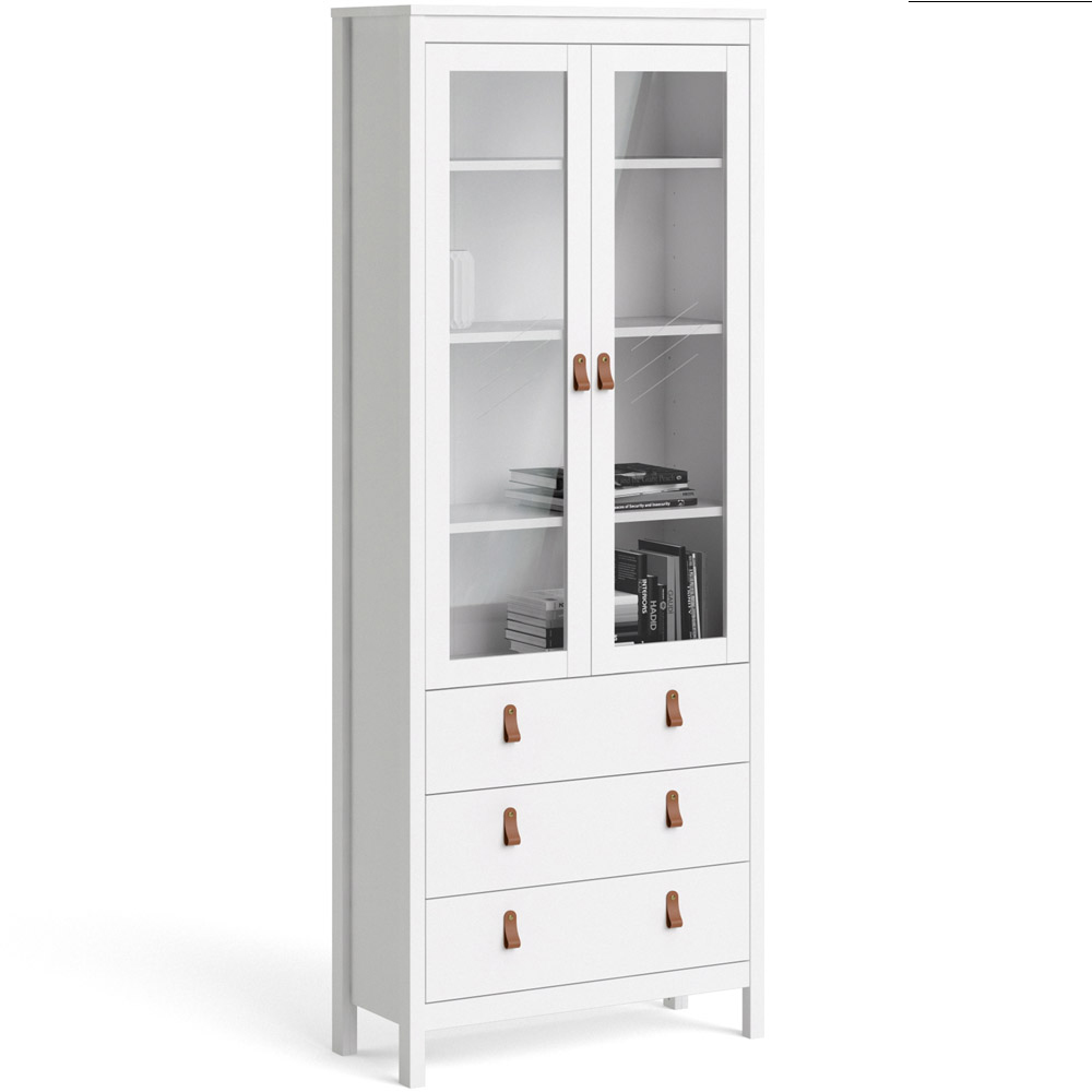 Florence Barcelona 2 Door 3 Drawer White Display Cabinet Image 2